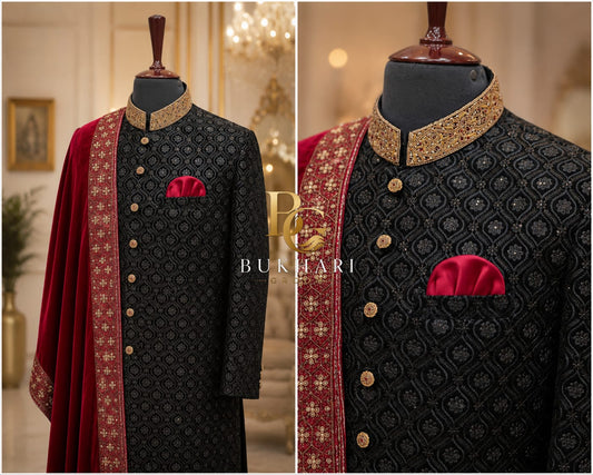 black velvet sherwani